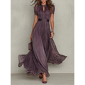 Iris | Damen Elegant Lila Maxikleid mit Sommer