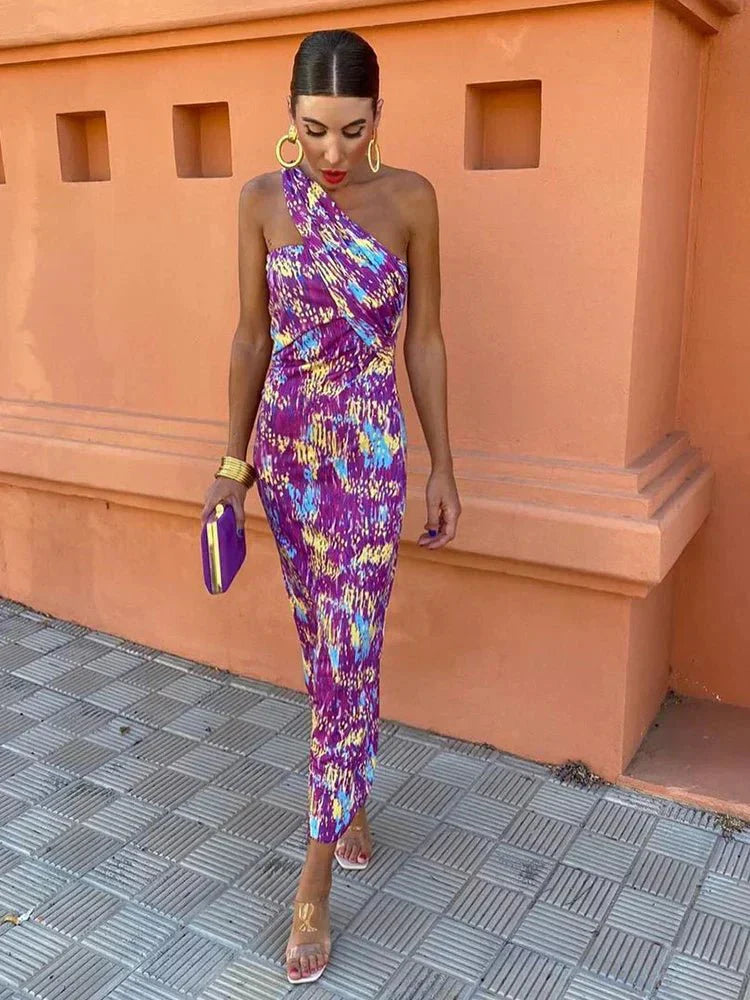 Sommerfeld | Maxikleid mit asymmetrischer Schulter