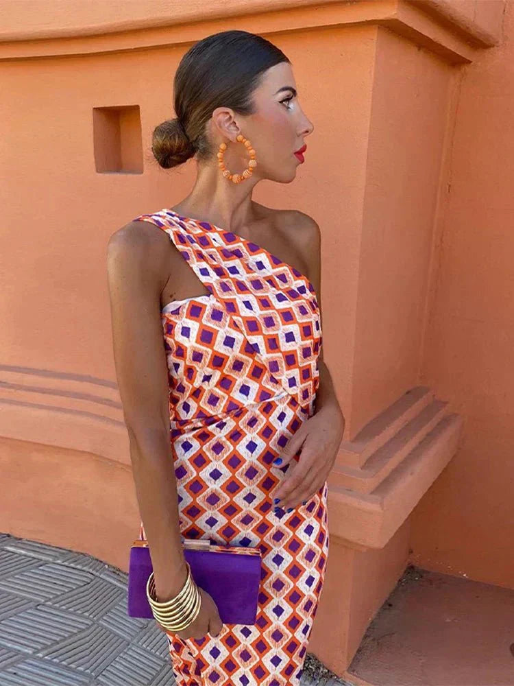 Sommerfeld | Elegantes Midikleid mit asymmetrischer Schulter