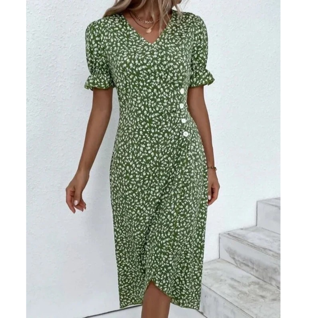Irmtraut | Damen Sommer Midikleid Floral