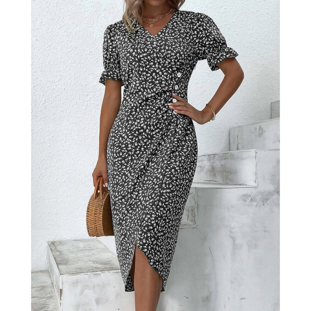 Irmtraut | Damen Sommer Midikleid Floral