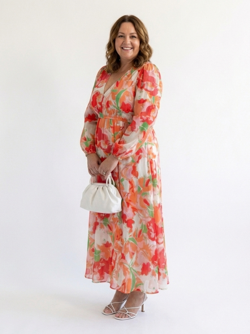 Isolde | Damen Blumenmuster Wickel Maxikleid