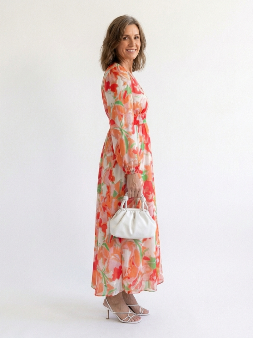 Isolde | Damen Blumenmuster Wickel Maxikleid
