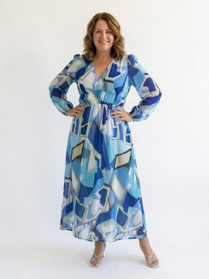 Isolde | Damen Blumenmuster Wickel Maxikleid