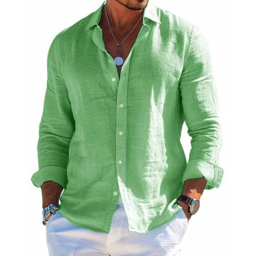 Herren Lässiges Langarmhemd mit Knöpfen und Relaxed Fit