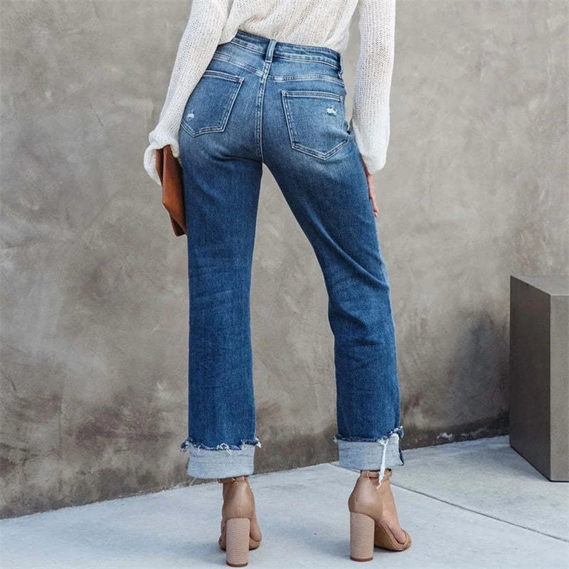 Luisa | Jeans mit hoher Taille und Knopfleiste