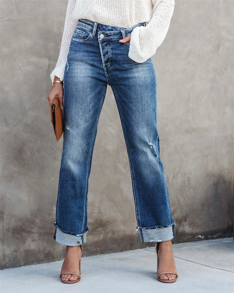 Luisa | Jeans mit hoher Taille und Knopfleiste
