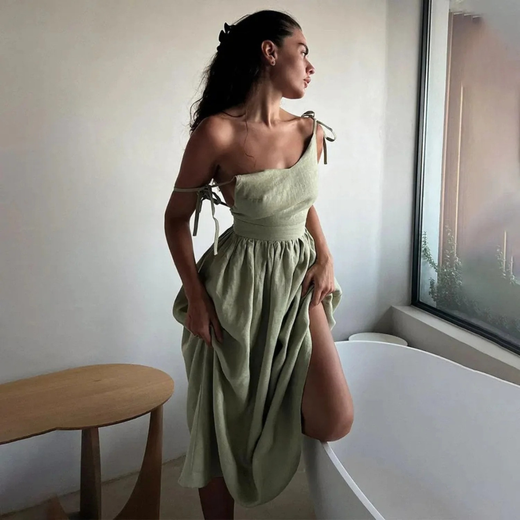 Jette | Damen Stilvolles Sommerkleid Maxi Leinen