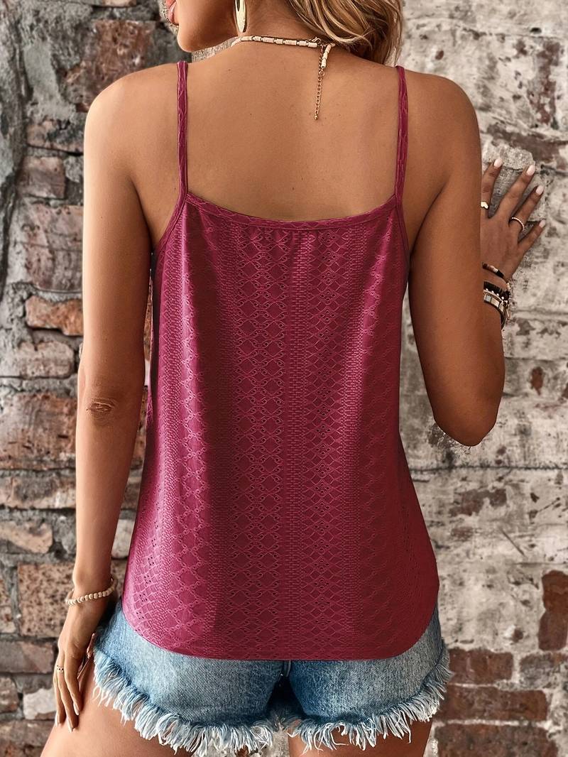 Jolanda | Damen Lochstickerei V-Ausschnitt Top