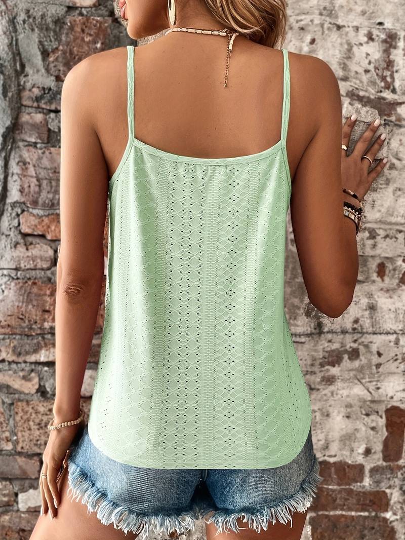Jolanda | Damen Lochstickerei V-Ausschnitt Top