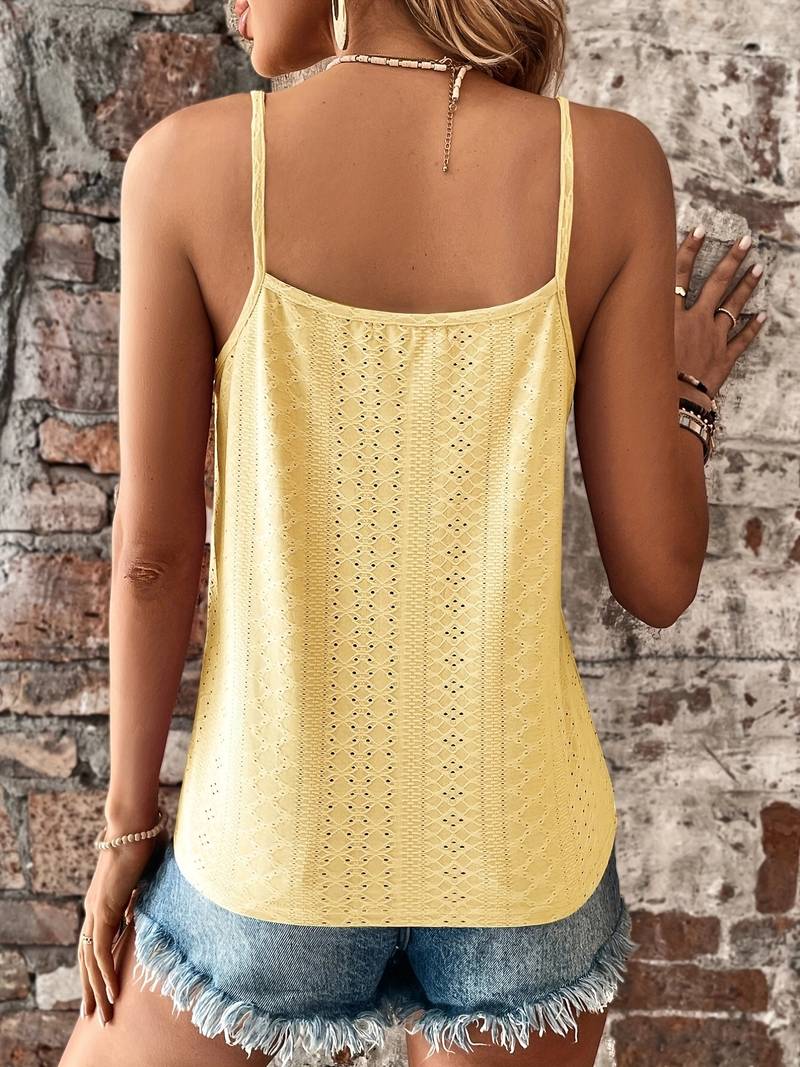Jolanda | Damen Lochstickerei V-Ausschnitt Top