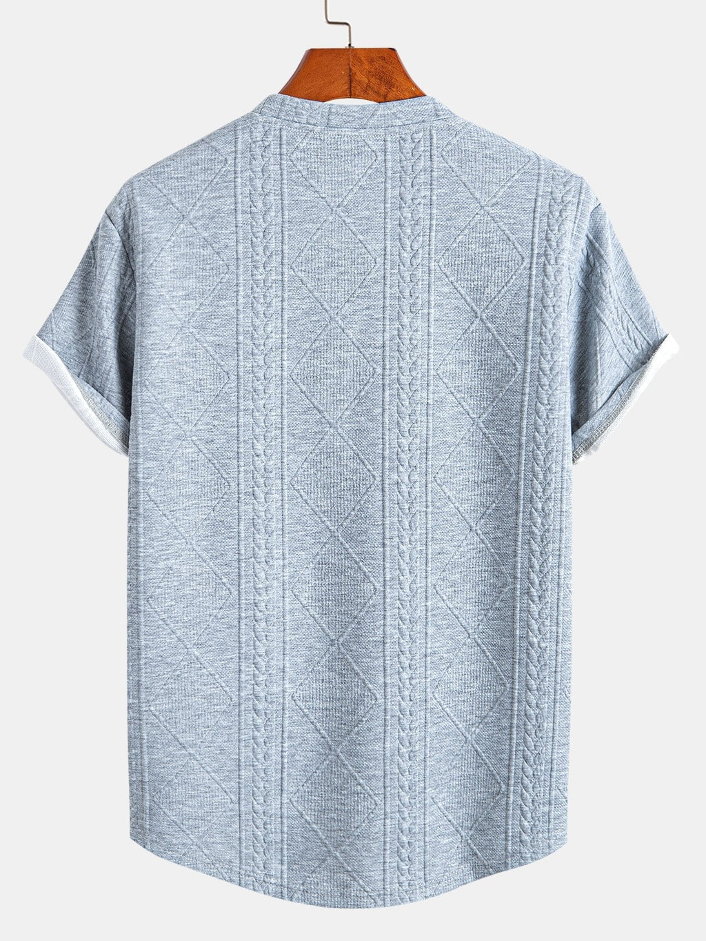 Kurzärmeliges geometrisches Jacquard-T-Shirt mit abgerundetem Saum & Shorts