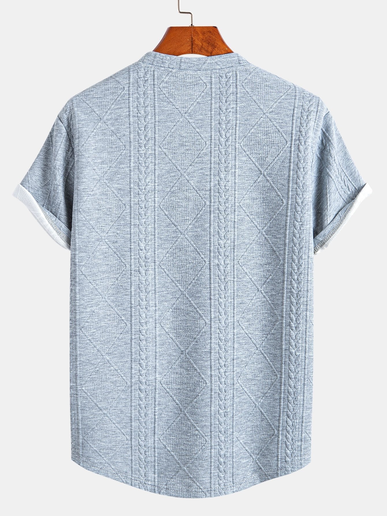 Kurzärmeliges geometrisches Jacquard-T-Shirt mit abgerundetem Saum & Shorts