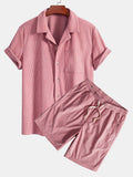Kurzärmeliges Corduroy Kubanisches Hemd & Shorts