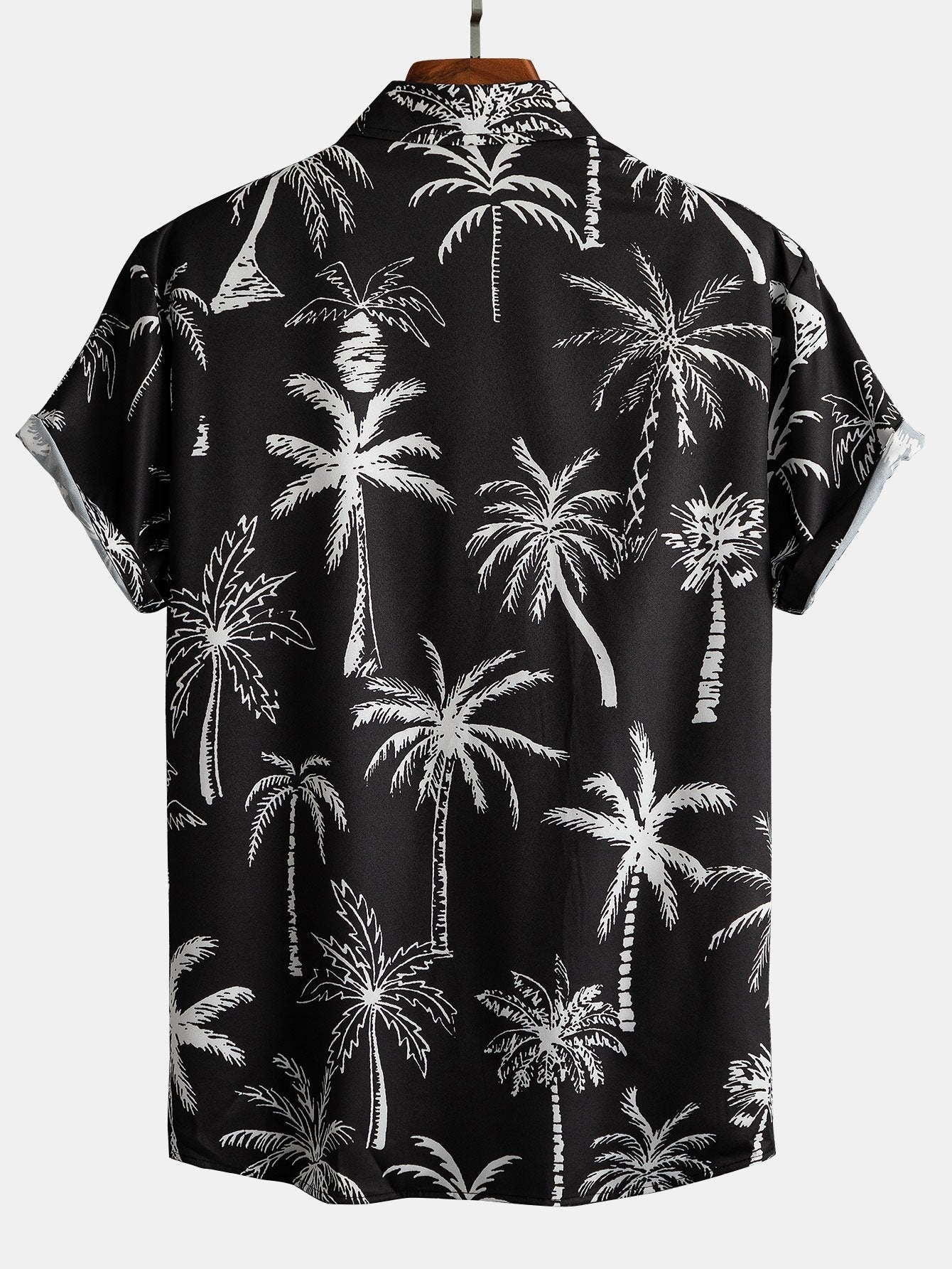 Palm Tree Print Hemd mit Knöpfen & Badeshorts