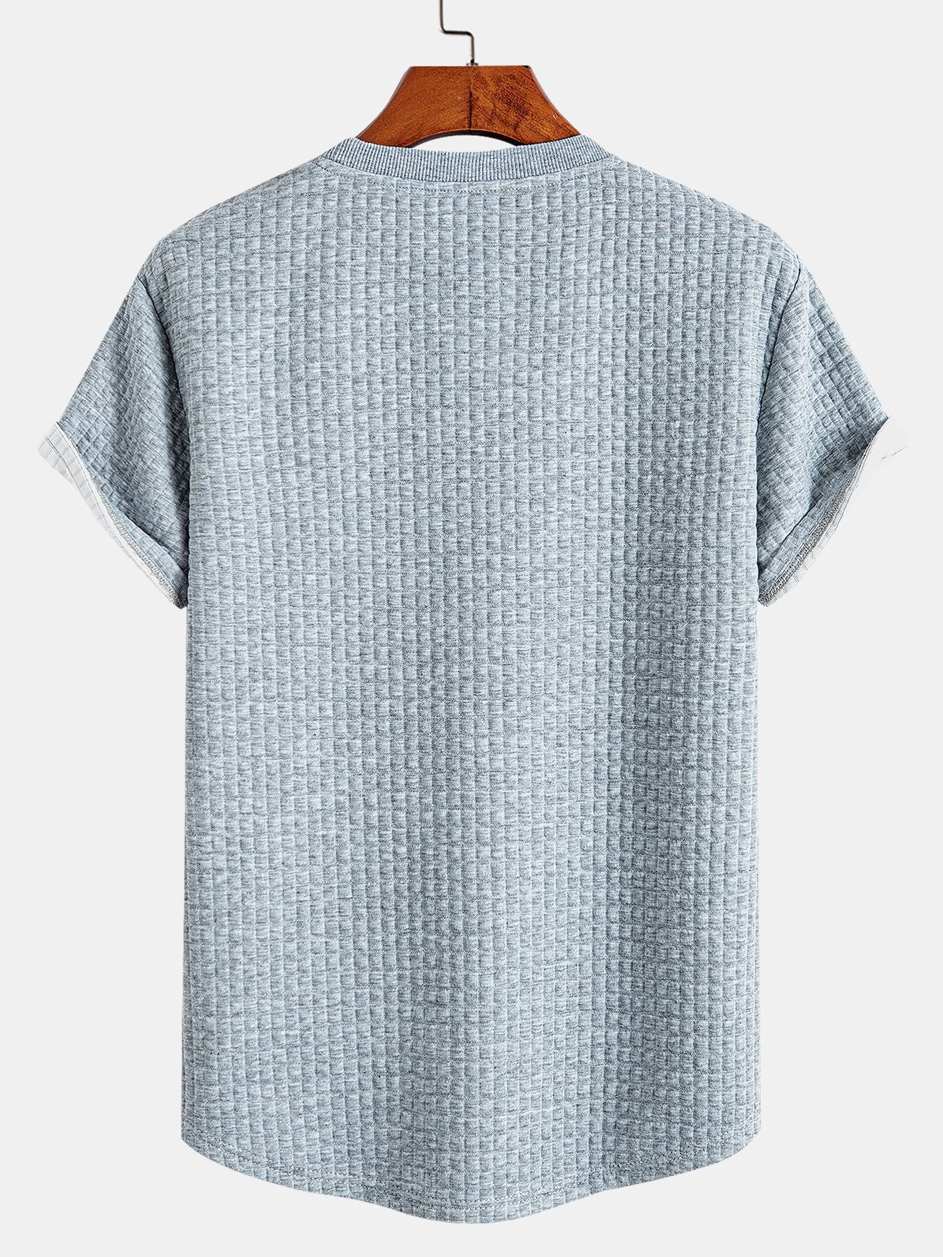 Kurzärmeliges Waffel-T-Shirt mit abgerundetem Saum & Shorts