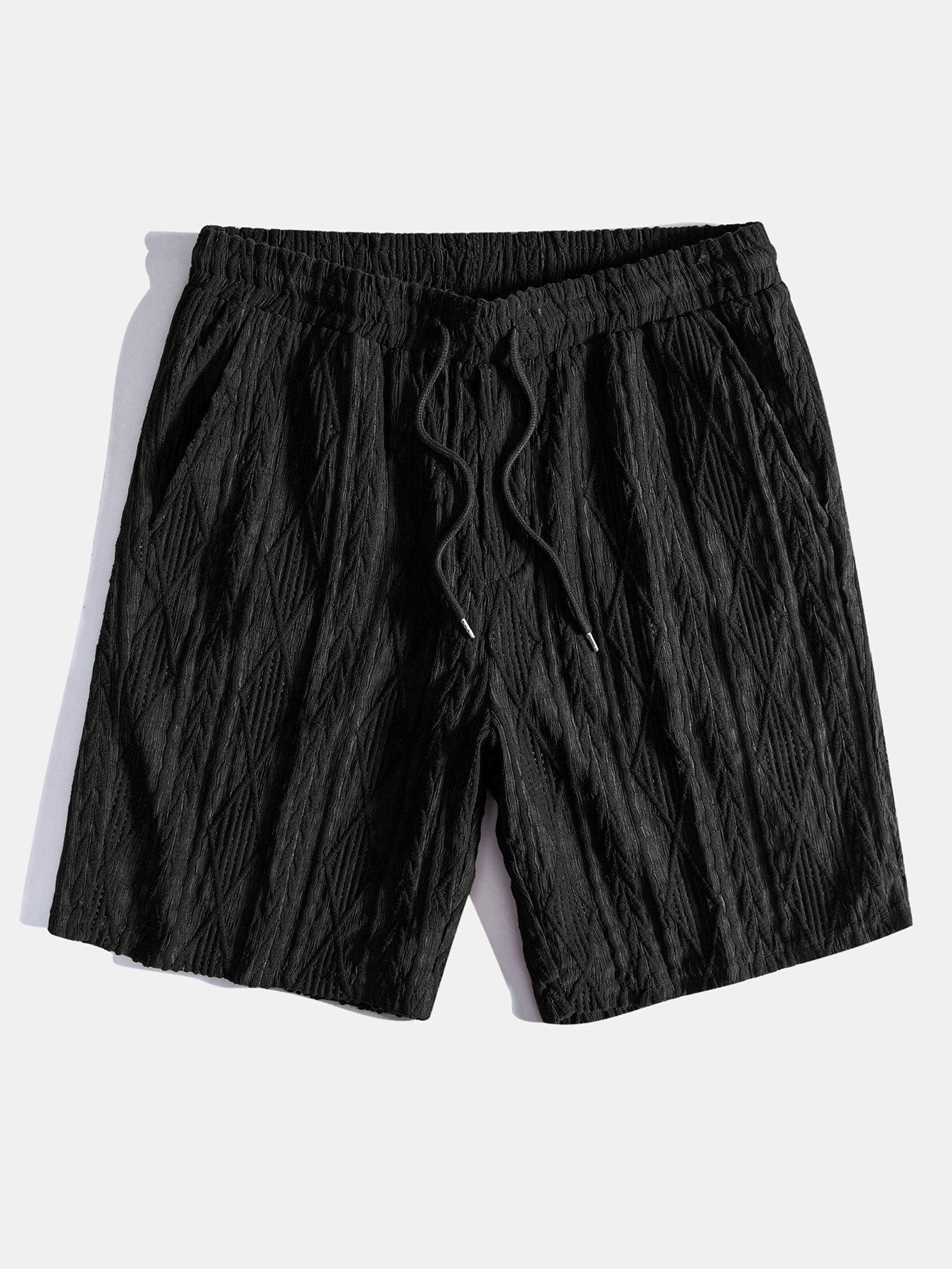 Geometrisches Jacquard-Kubanisches Hemd mit Ösen & strukturierte Shorts mit Futter