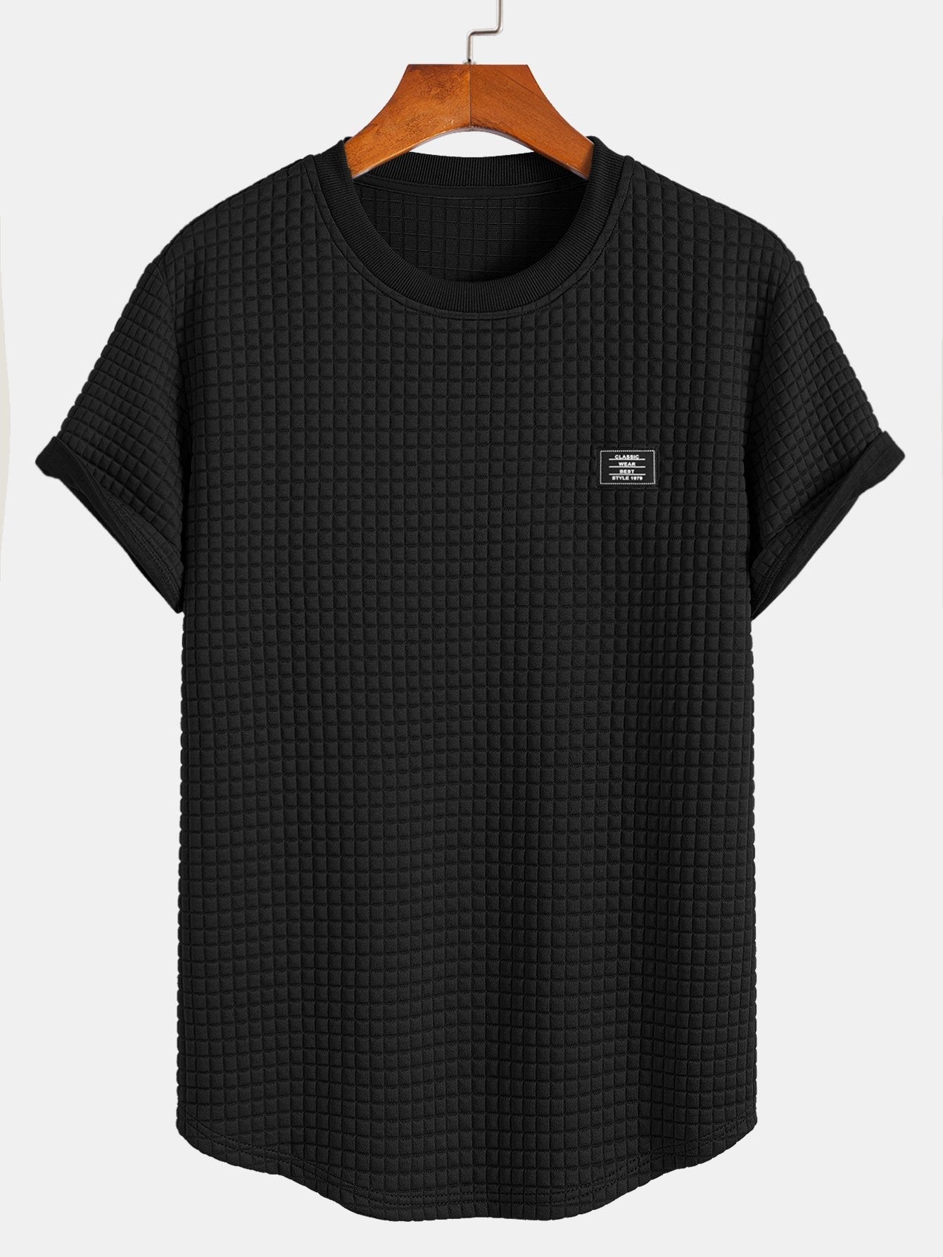 Kurzärmeliges Waffel-T-Shirt mit abgerundetem Saum & Shorts