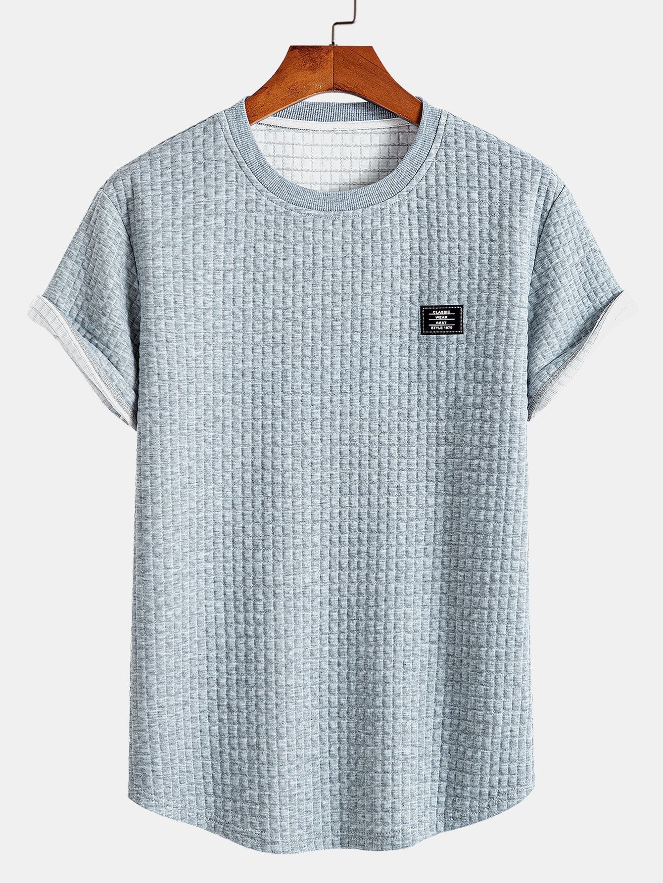 Kurzärmeliges Waffel-T-Shirt mit abgerundetem Saum & Shorts