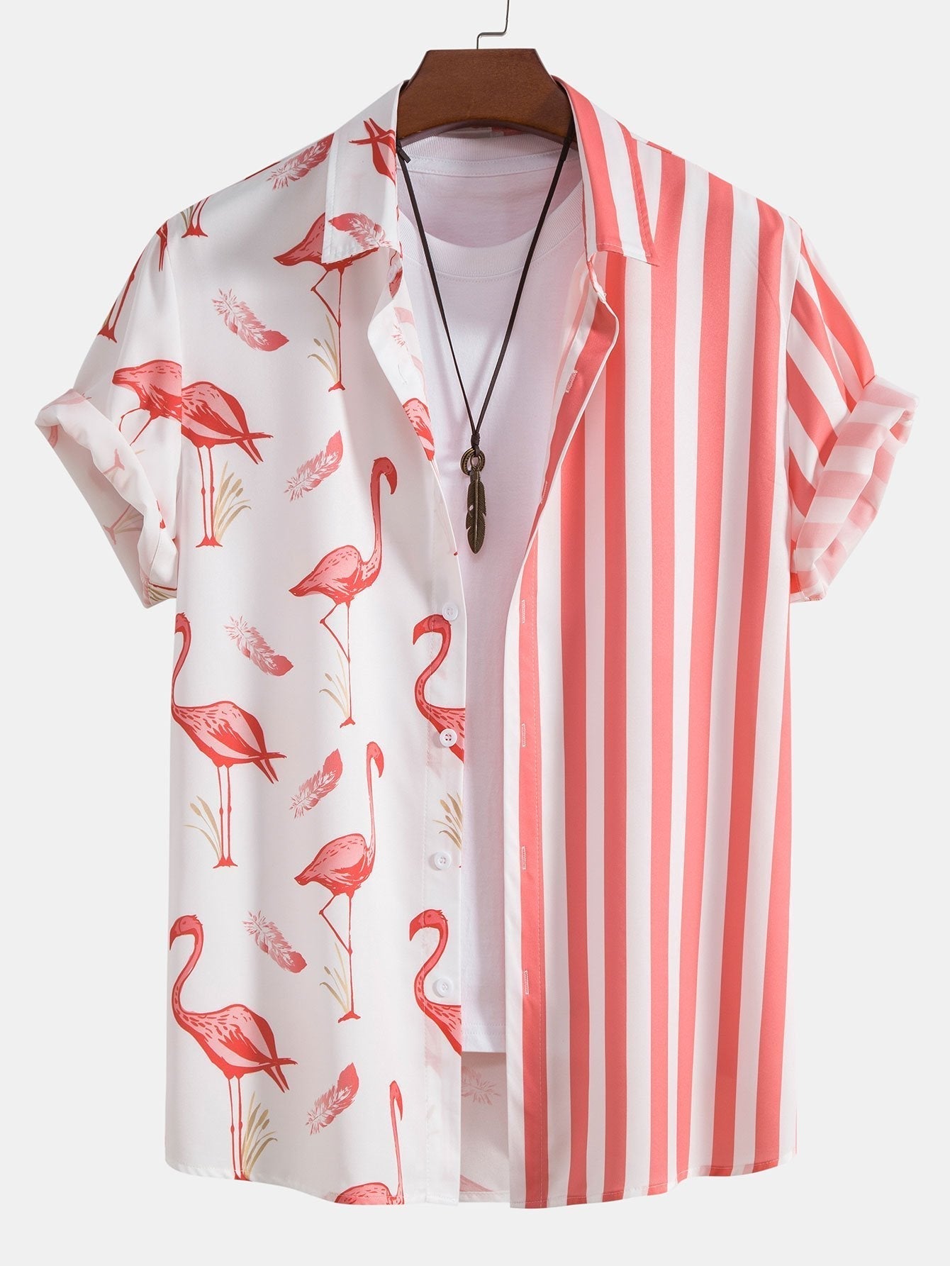 Hemd mit Flamingo-Streifen-Panel und Shorts zum Schwimmen