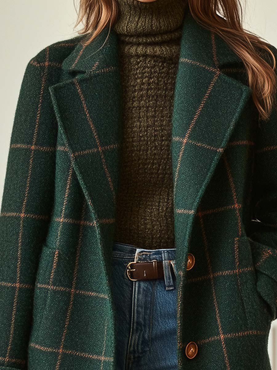 VALERIA | ELEGANTER KARIERTER WOLLMANTEL