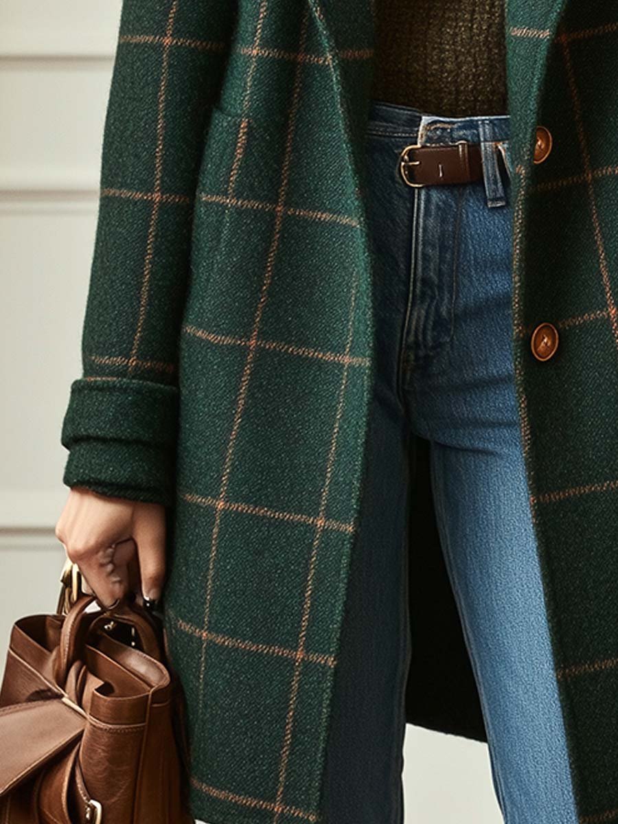 VALERIA | ELEGANTER KARIERTER WOLLMANTEL