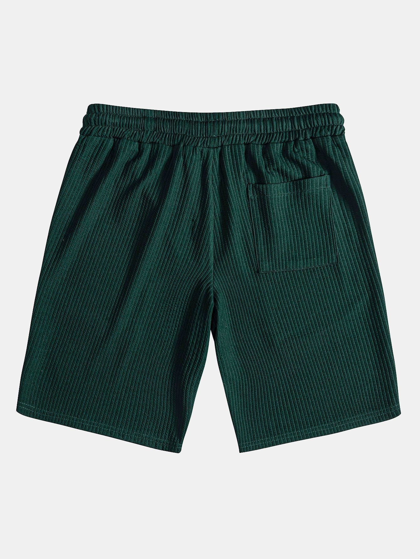Muscle Fit Geripptes Stehkragen Hemd & Shorts