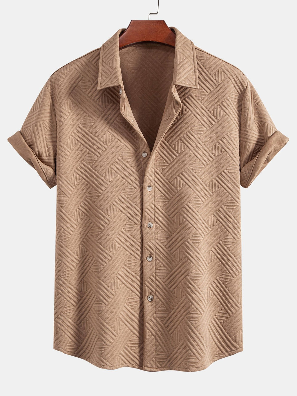 Textur Jacquard Hemd & Shorts mit Knopfleiste