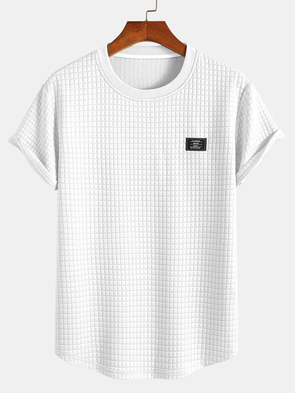 Kurzärmeliges Waffel-T-Shirt mit abgerundetem Saum & Shorts