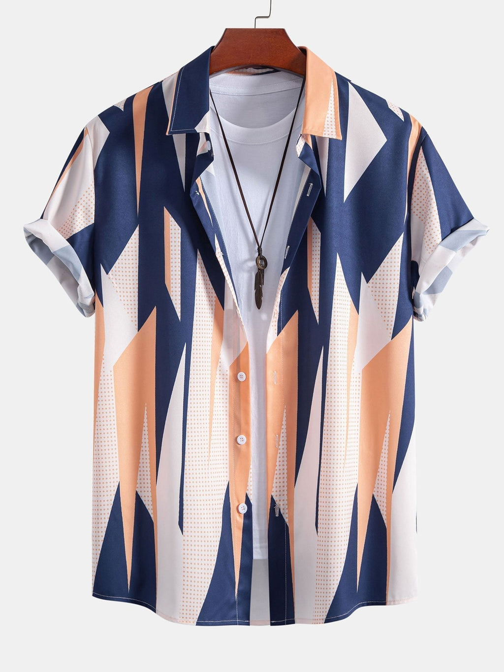 Geometrie Print Hemd mit Knöpfen & Badeshorts