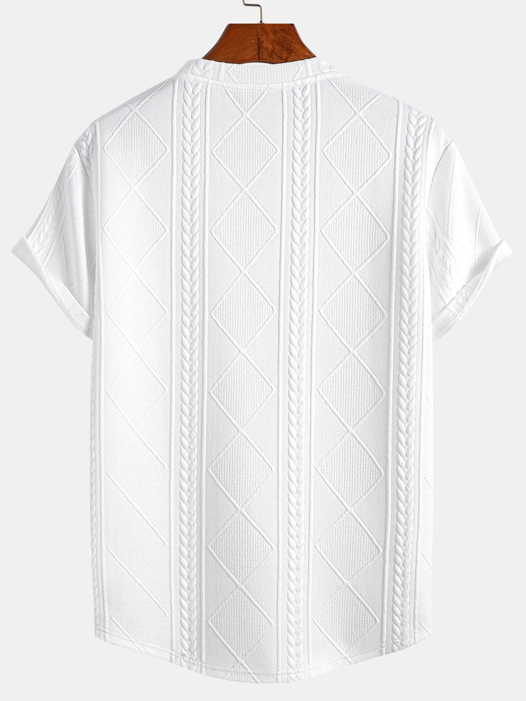 Kurzärmeliges geometrisches Jacquard-T-Shirt mit abgerundetem Saum & Shorts
