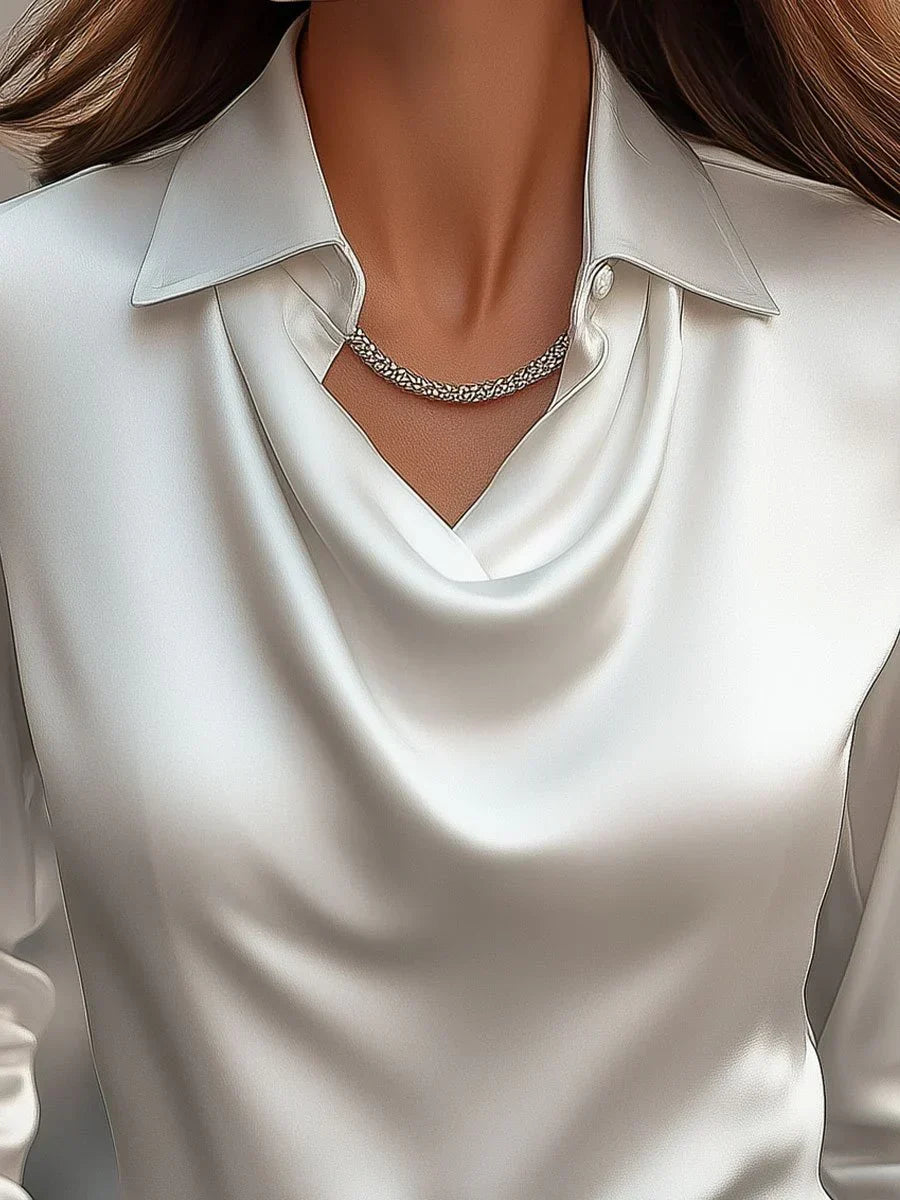 Demi - Elegante Bluse mit drapiertem Kragen