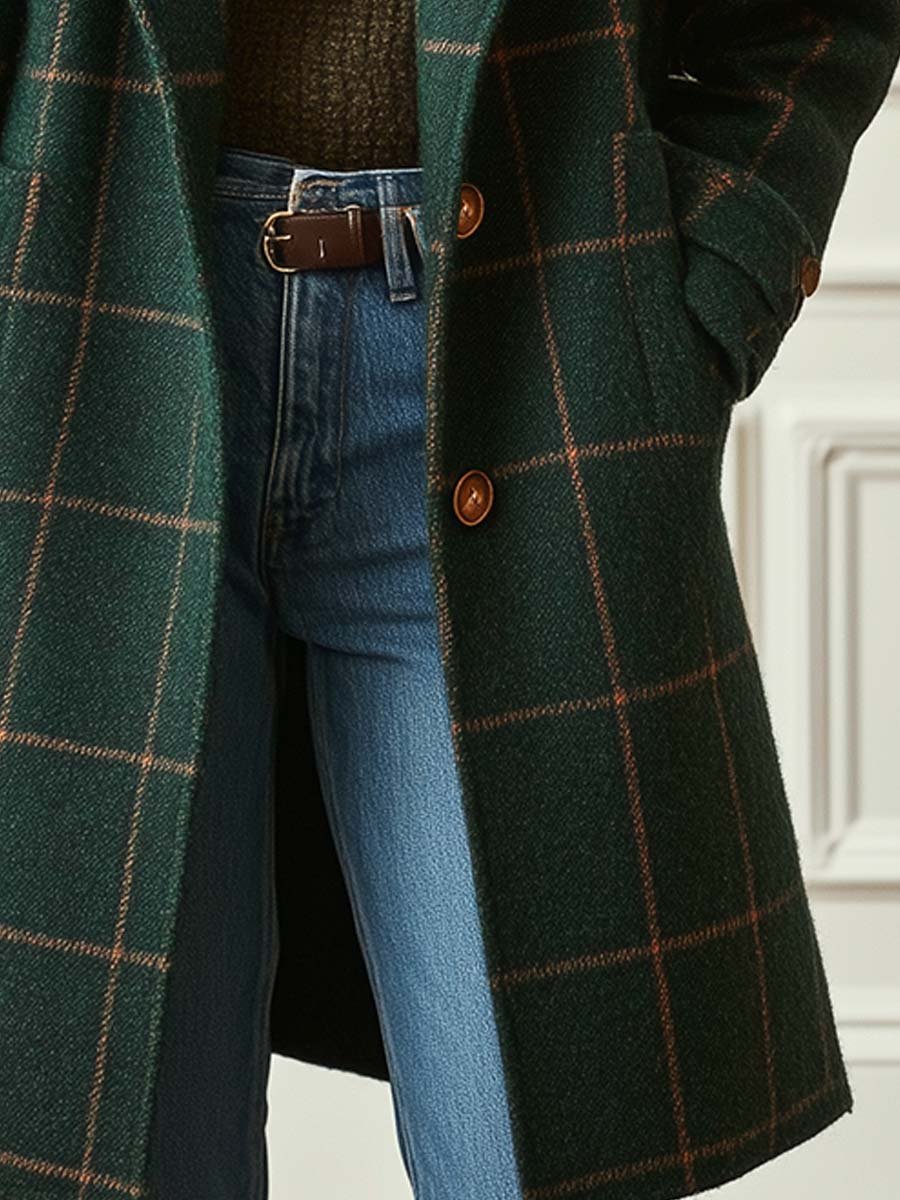 VALERIA | ELEGANTER KARIERTER WOLLMANTEL