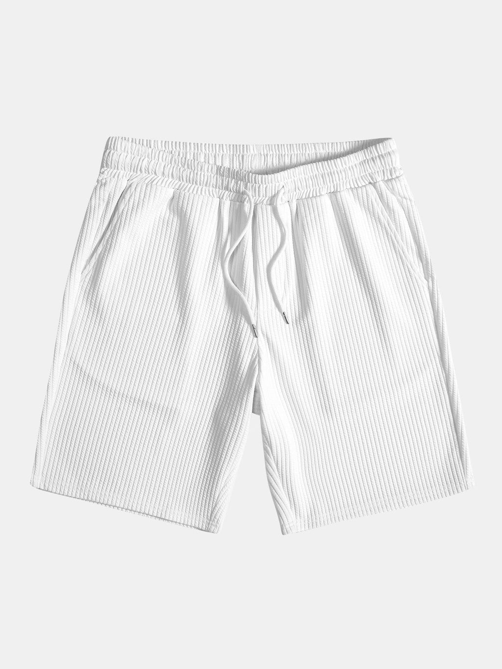 Muscle Fit Geripptes Stehkragen Hemd & Shorts