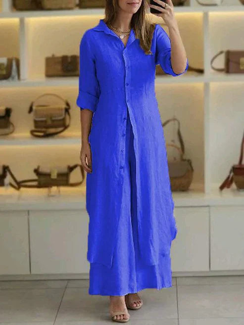 Lara | Damen Set Longbluse Weite Hose 3/4-Arm