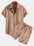 Textur Jacquard Hemd & Shorts mit Knopfleiste