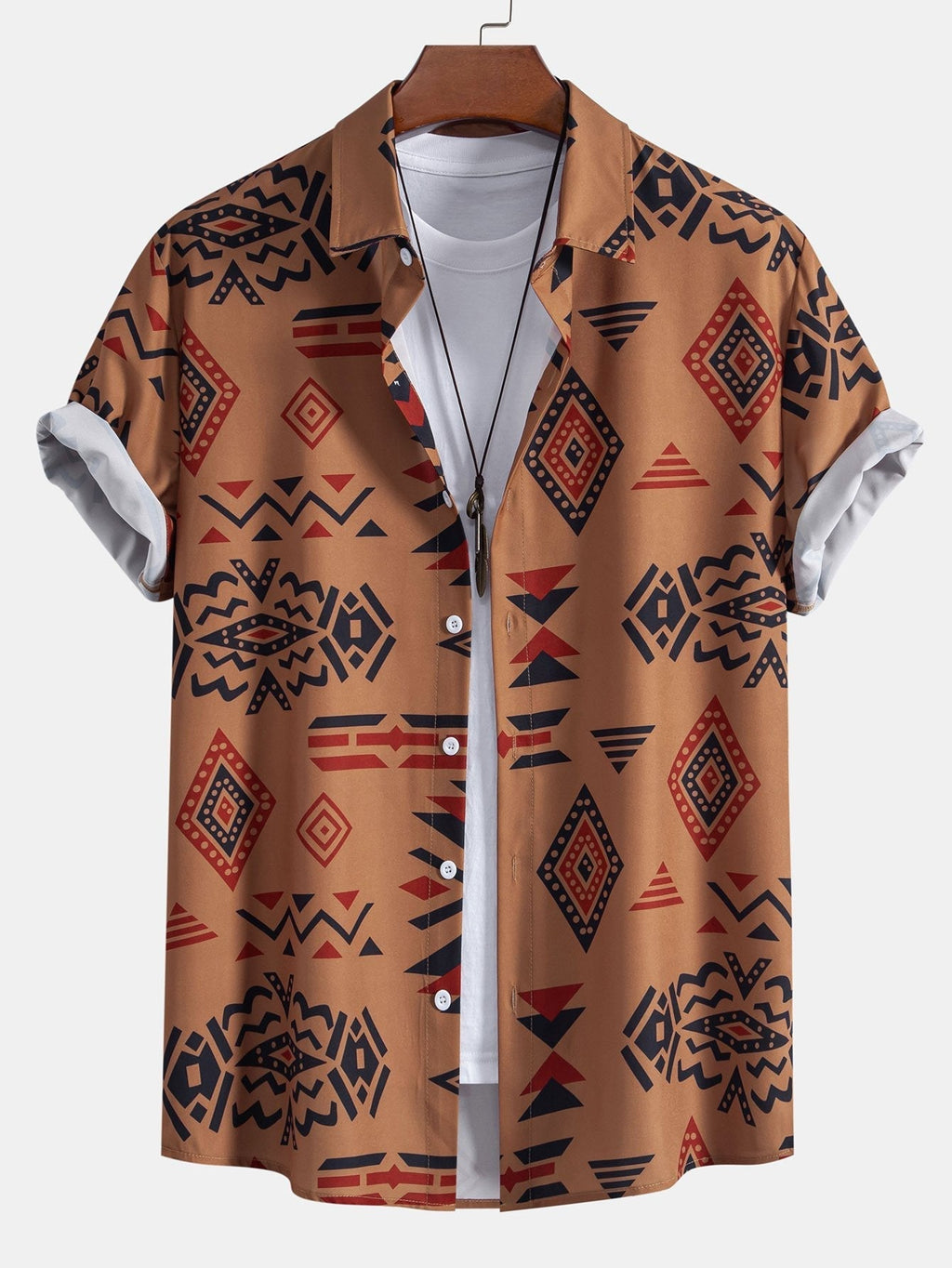 Aztekischer Geometrischer Druck Hemd & Swim Shorts