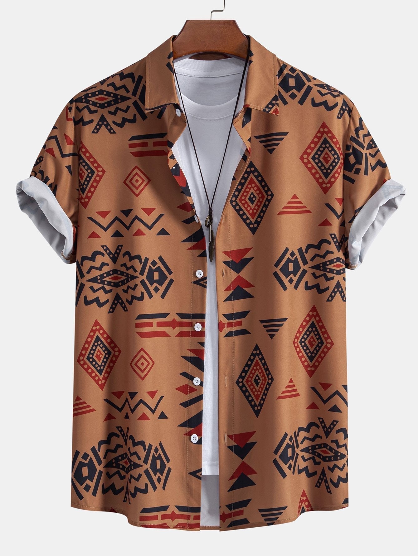 Aztekischer Geometrischer Druck Hemd & Swim Shorts