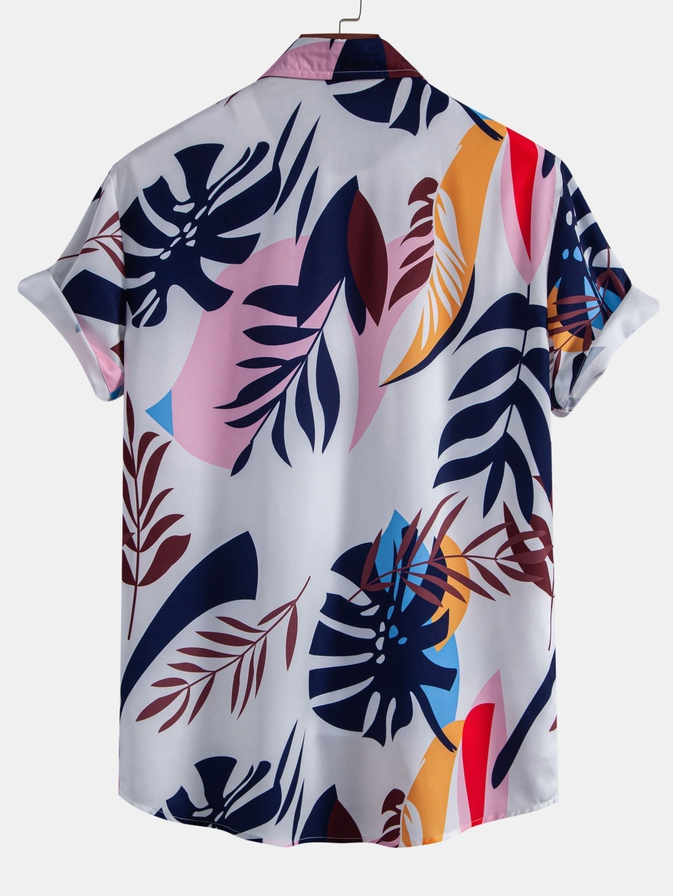 Leaf Farbe Block Print Button Up Shirt & Swim Short