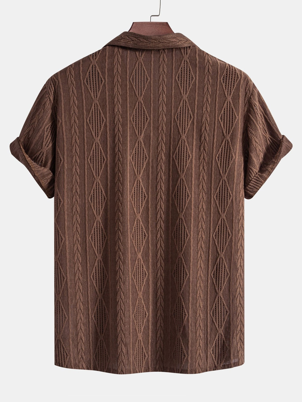 Geometrisches Jacquard-Kubanisches Hemd mit Ösen & strukturierte Shorts mit Futter