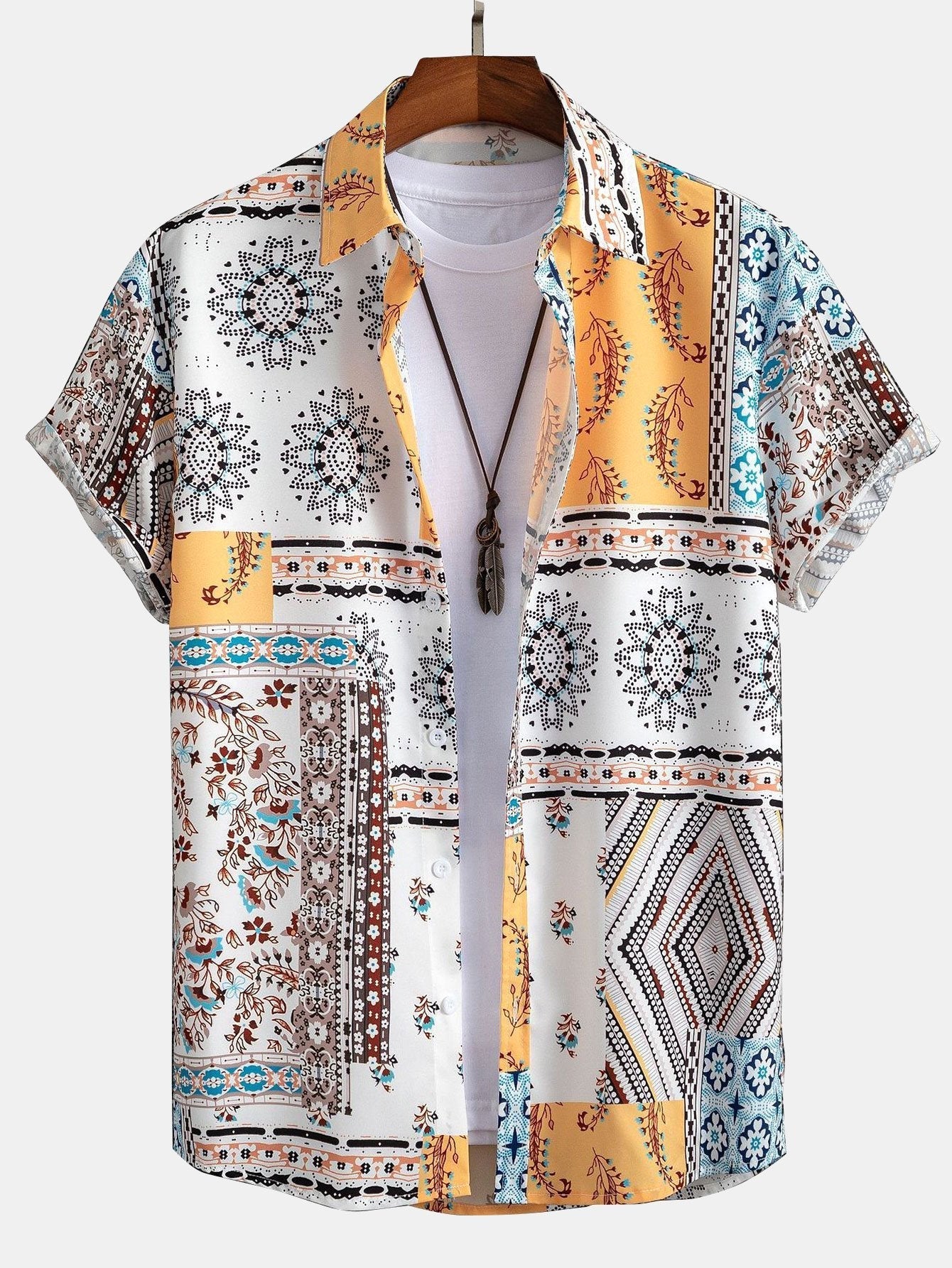Schal Print Hemden mit Knöpfen & Shorts