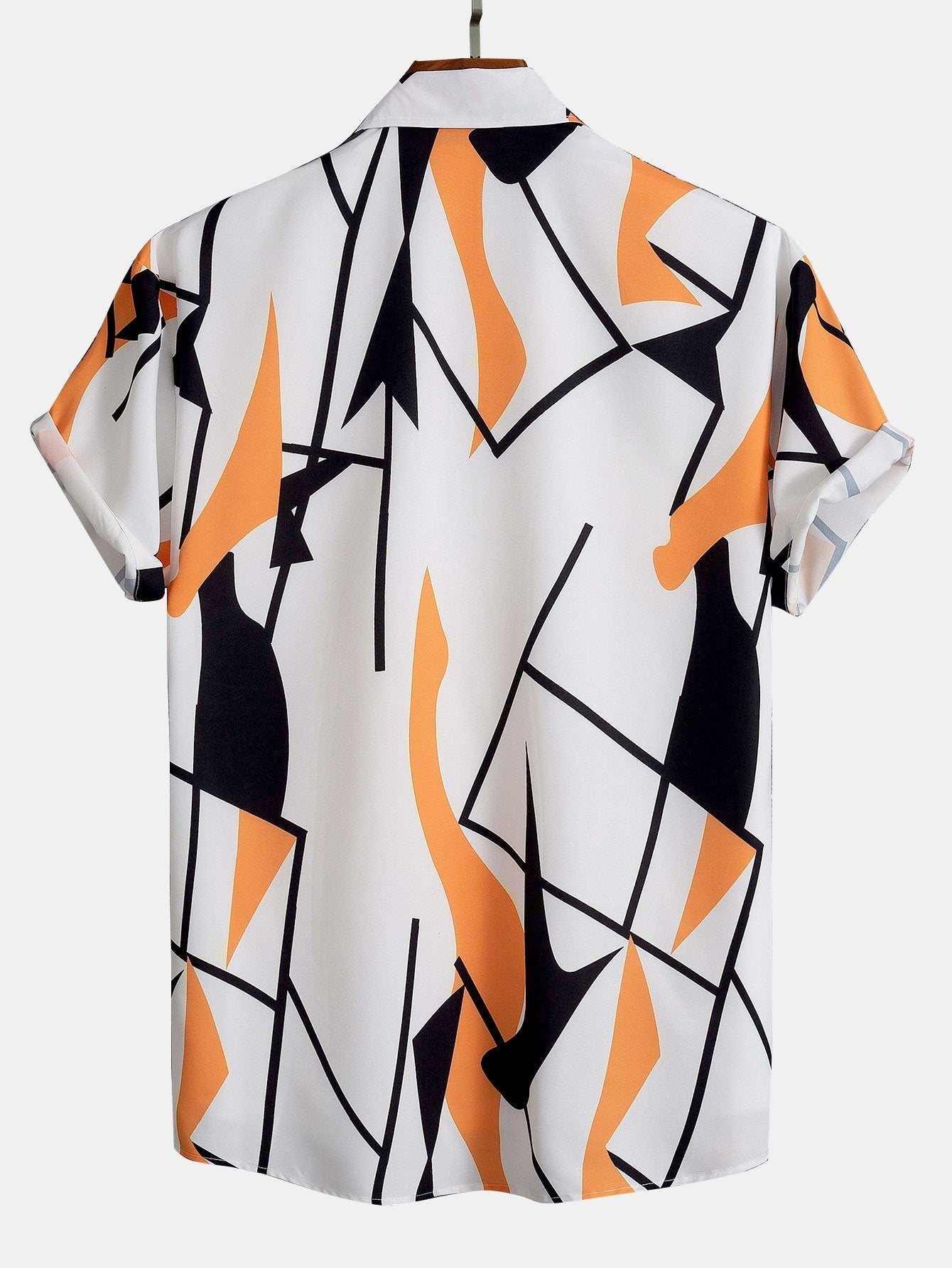 Color Block Abstraktes Print Hemd mit Knöpfen & Badeshorts