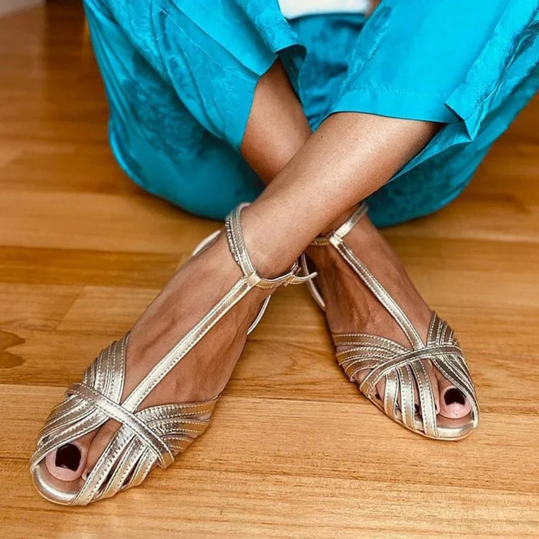 Juliane | Graue Komfortable Damen Sandalen mit Riemchen