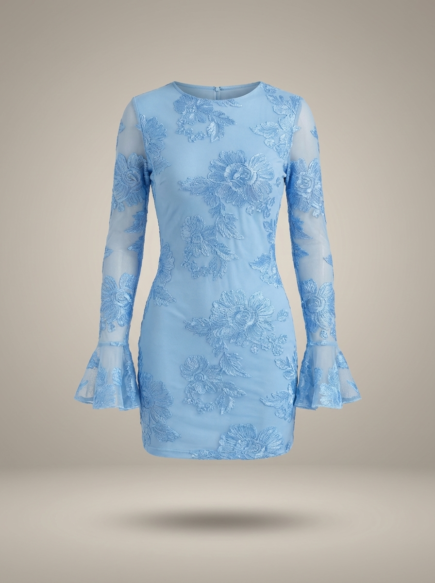 Melina | Jurk Dames Aansluitend Bloemenprint Flare Mouwen