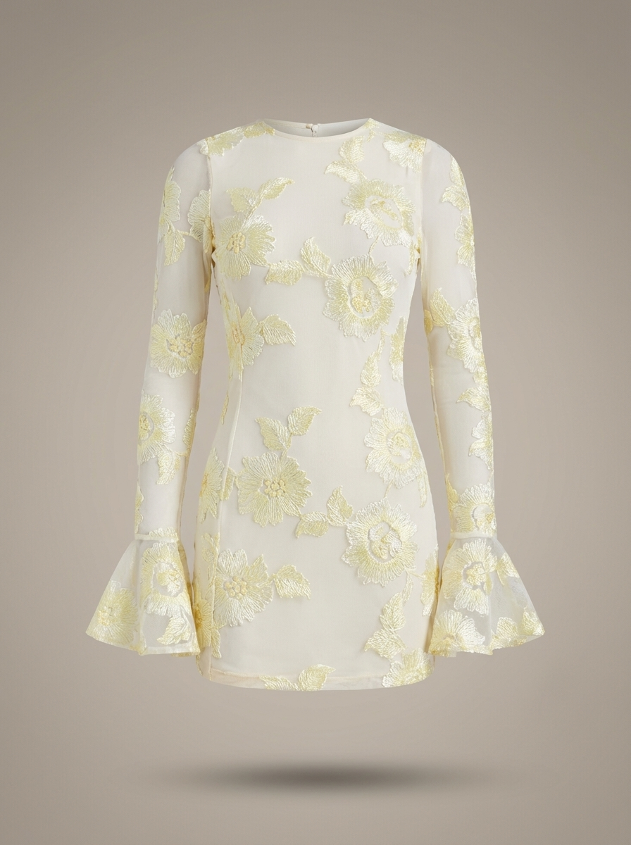 Melina | Jurk Dames Aansluitend Bloemenprint Flare Mouwen