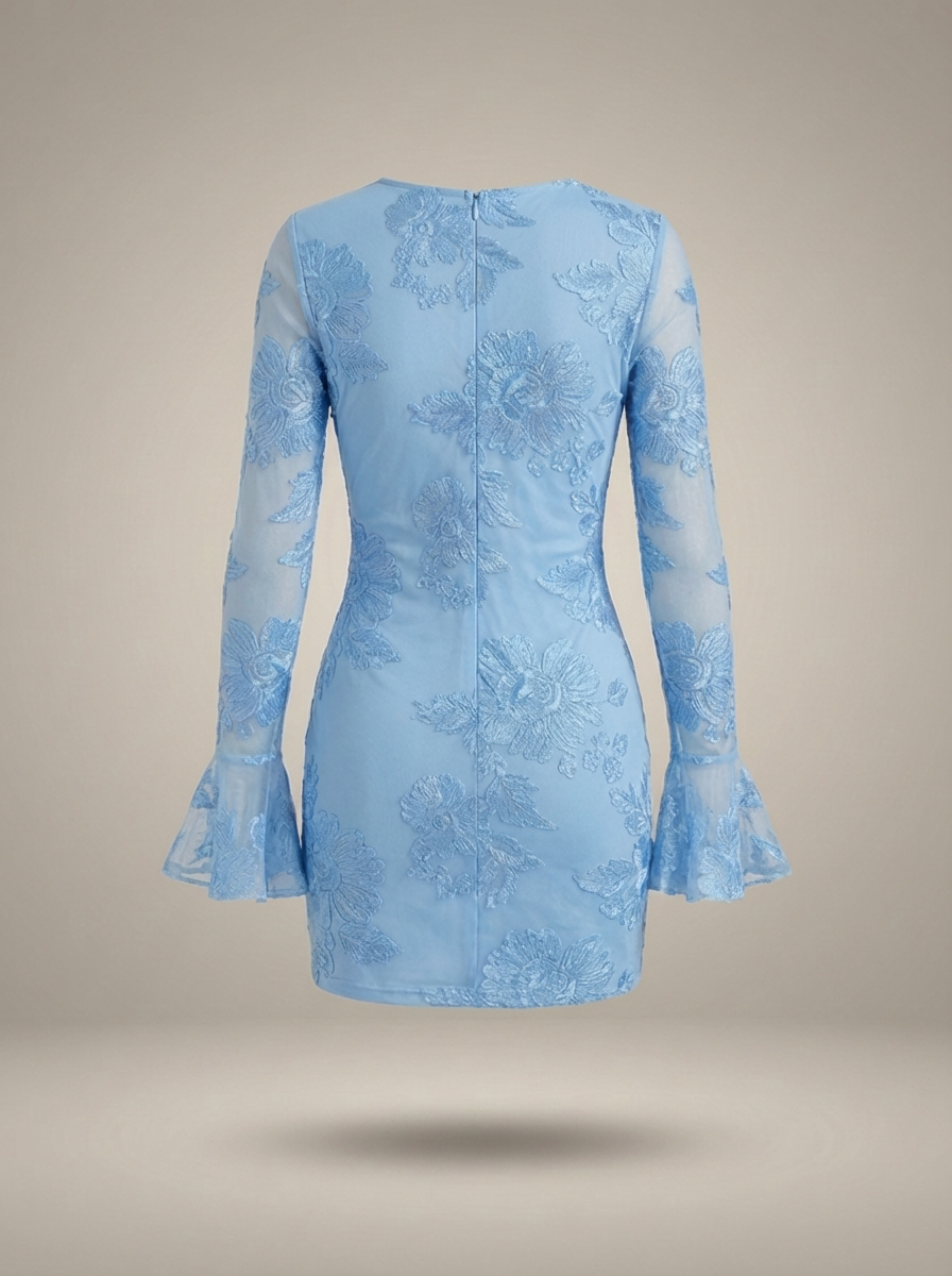 Melina | Jurk Dames Aansluitend Bloemenprint Flare Mouwen