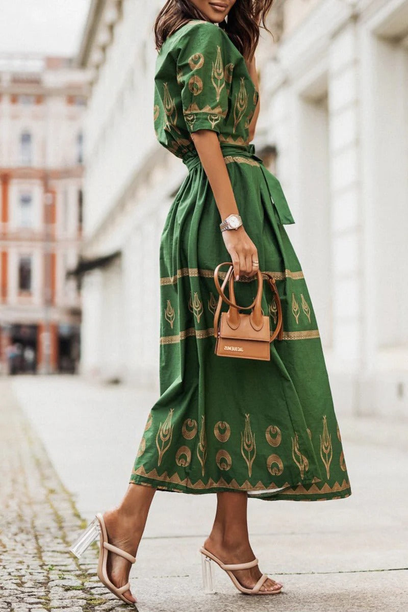 Kassandra | Damen Boho Ethno Midikleid Langarm