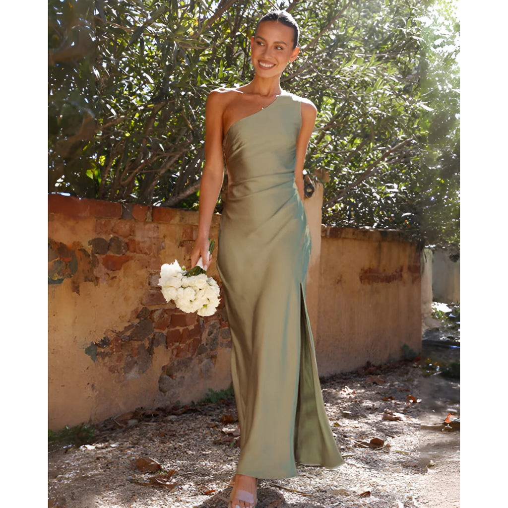 Kassandra | Damen One-Shoulder Asymmetrisches Maxikleid