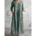 Käthe | Grünes Boho Sommerkleid Maxi Elegant Freizeit