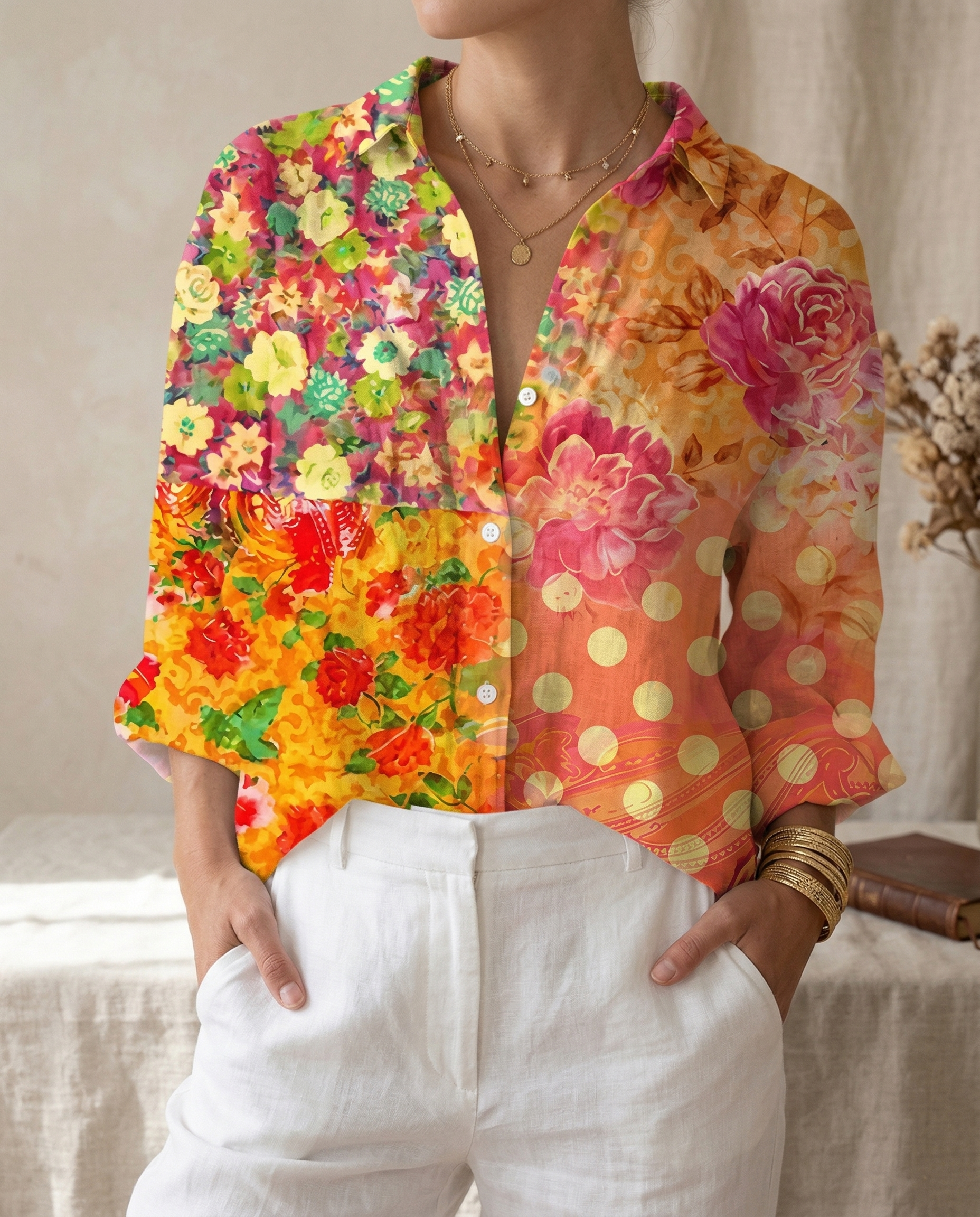 Katrin | Damen Bluse mit tropischem Print